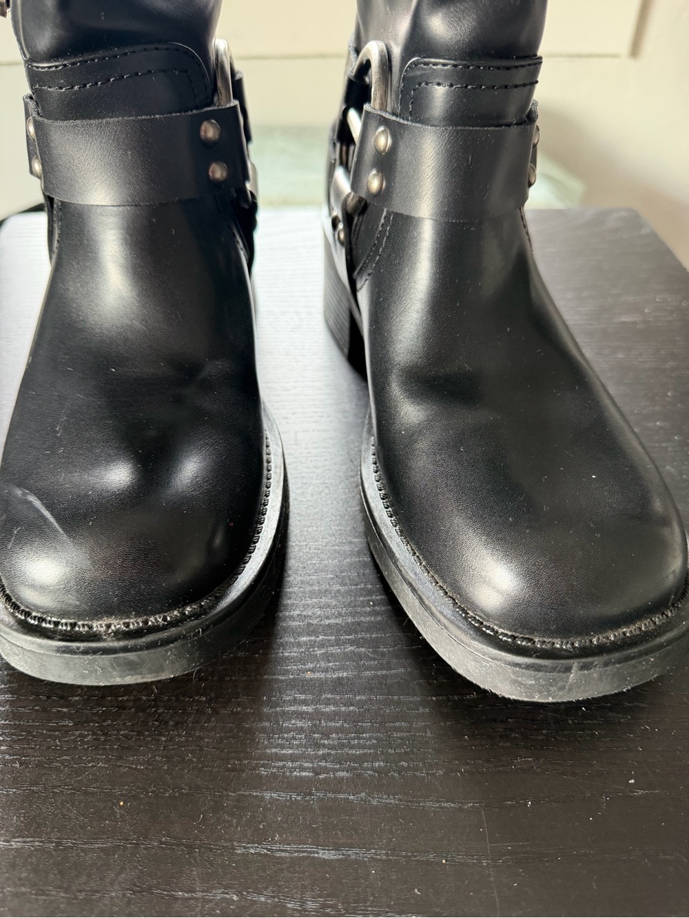 Dream Pairs Black Harness Moto Boots for Women